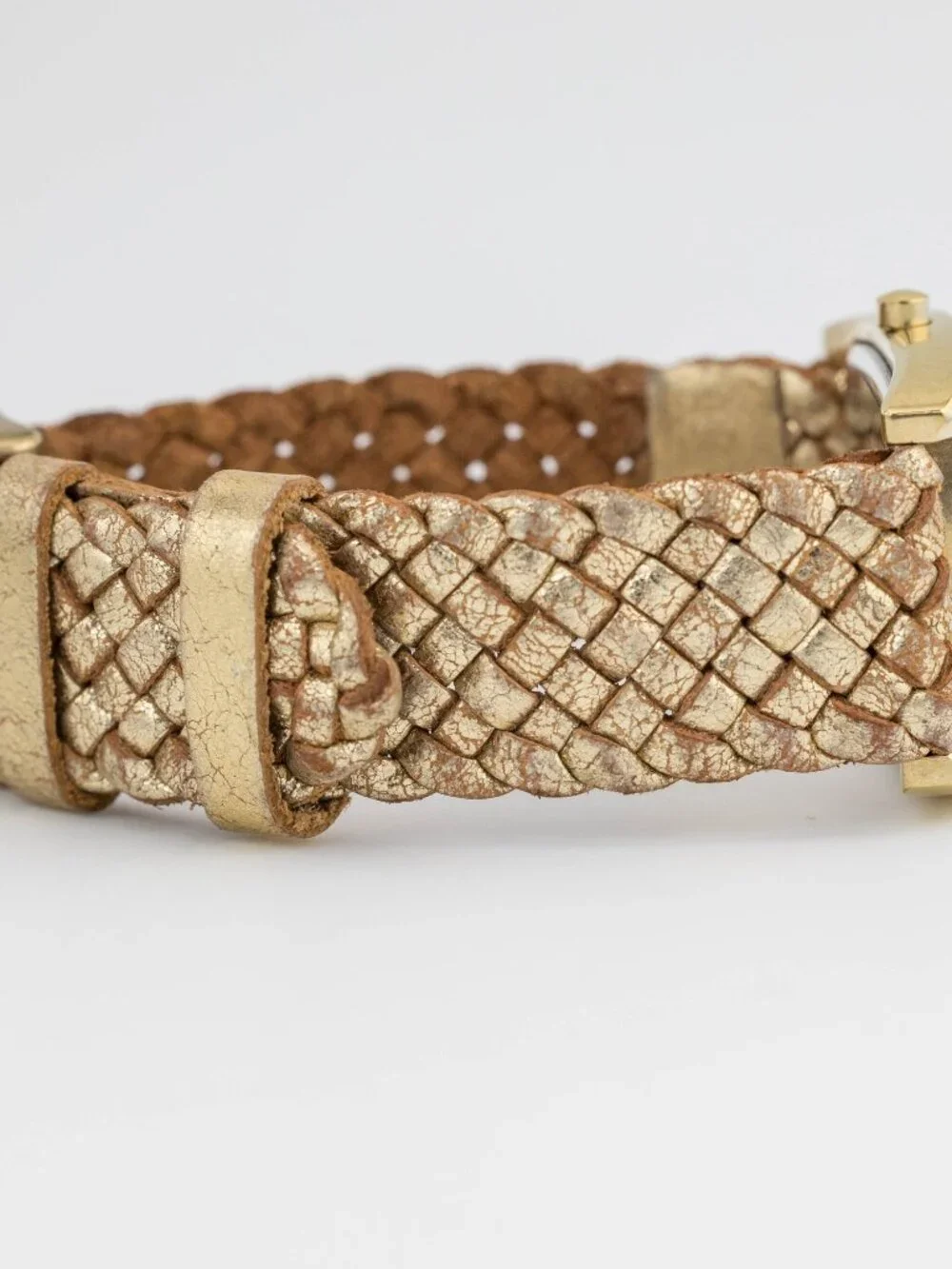FOSSIL JR-8840 Gold Braided Leather Quartz Analog Women's Watch New Battery